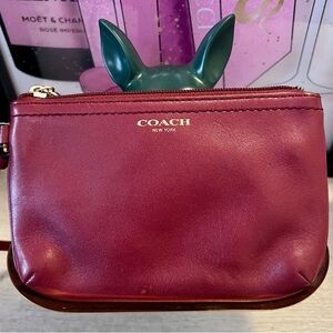 Coach Burgundy Calf Leather Wristlet GUC